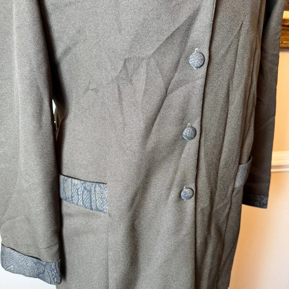 Vintage For You One Olive Green Skirt Suit Snakeskin‎ Trim Size 20 Made in USA
